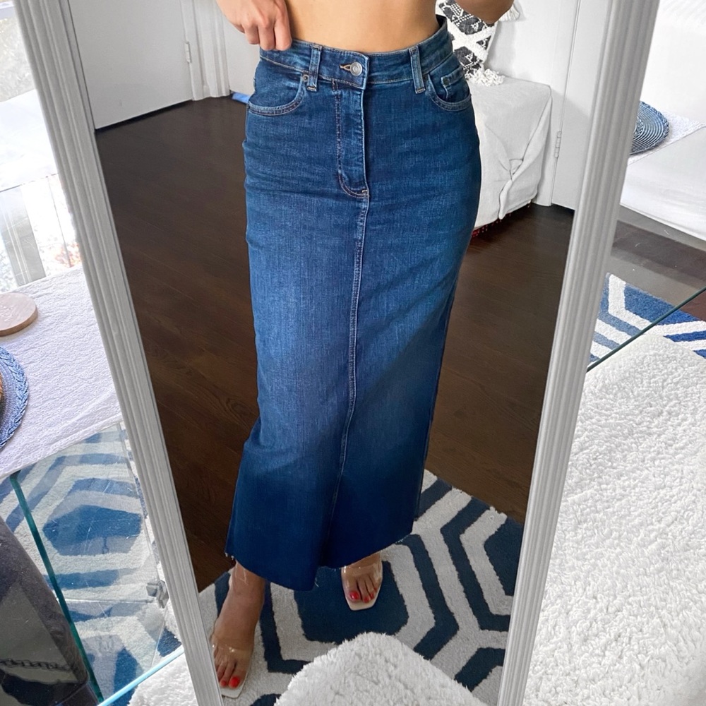 Zara Dark Blue Denim Maxi Skirt